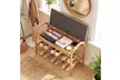 Costway Bamboo Entryway Shoe Bench 2-Tier Shoe Rack with Padded Seat Cushion - Second Medium