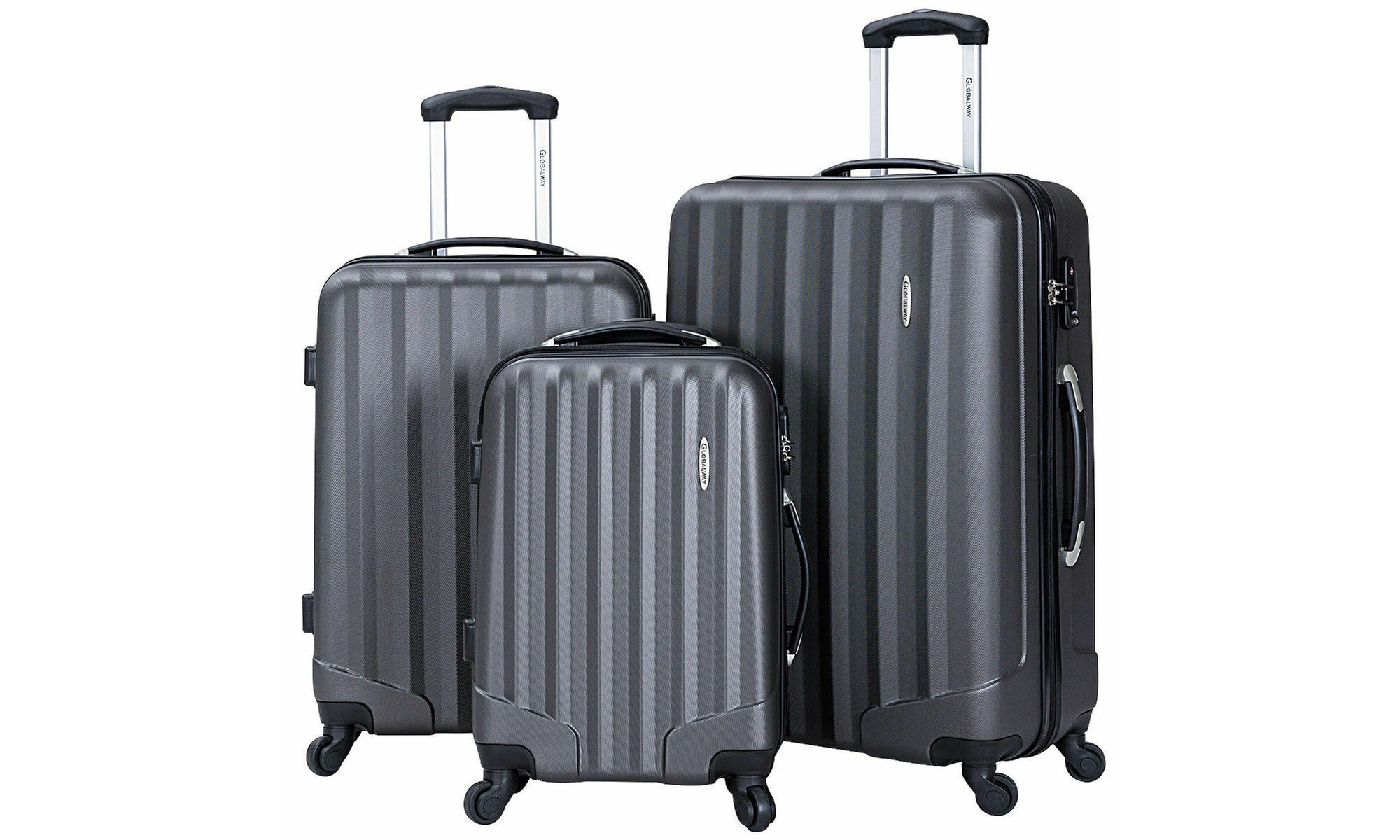 GLOBALWAY 3 Pcs Luggage Travel Set Bag ABS Trolley Suitcase w/TSA Lock Gray - Primary Image