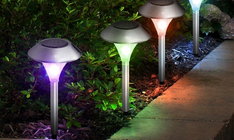 Solarek LED Color-Changing Solar Pathway & Garden Stake Lights 4-Pack Diamond-Shaped 7 Color-Changing Lights