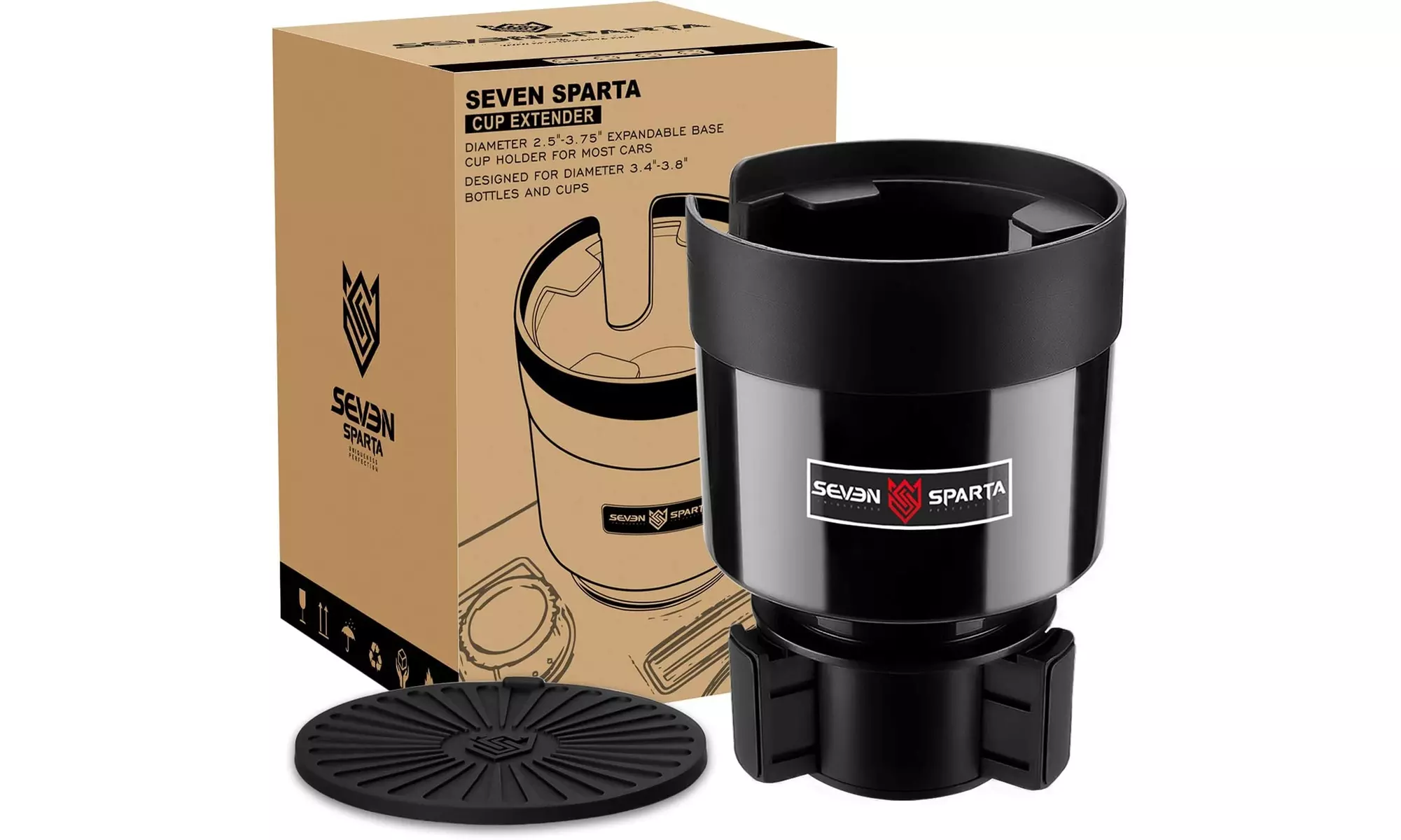 Seven Sparta Car Cup Holder Expander Organizer with Adjustable Base, - Primary Image