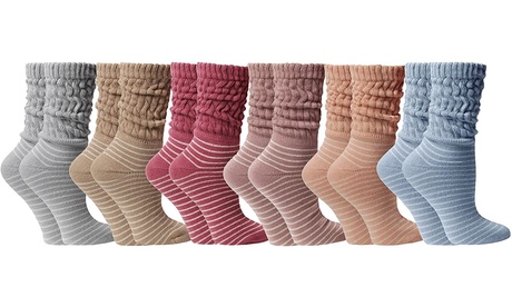 6 Pack Yacht & Smith Womens Cotton Slouch Socks Womans Knee High Boot Socks Grey 6 Pack 9 - 11