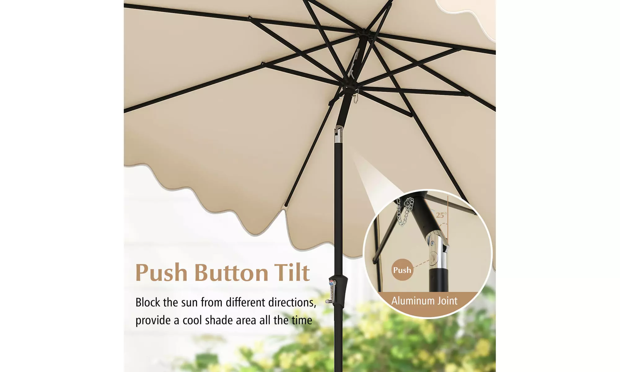 Costway 9 ft Patio Umbrella Two-Tier Market Table Umbrella Sun-Protective Canopy