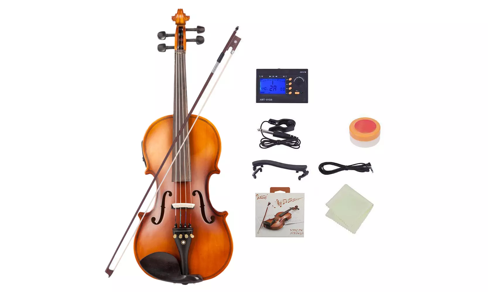 Glarry GV102 4/4 Solid Wood EQ Violin Case Bow Violin Strings Shoulder Rest  - Second Medium