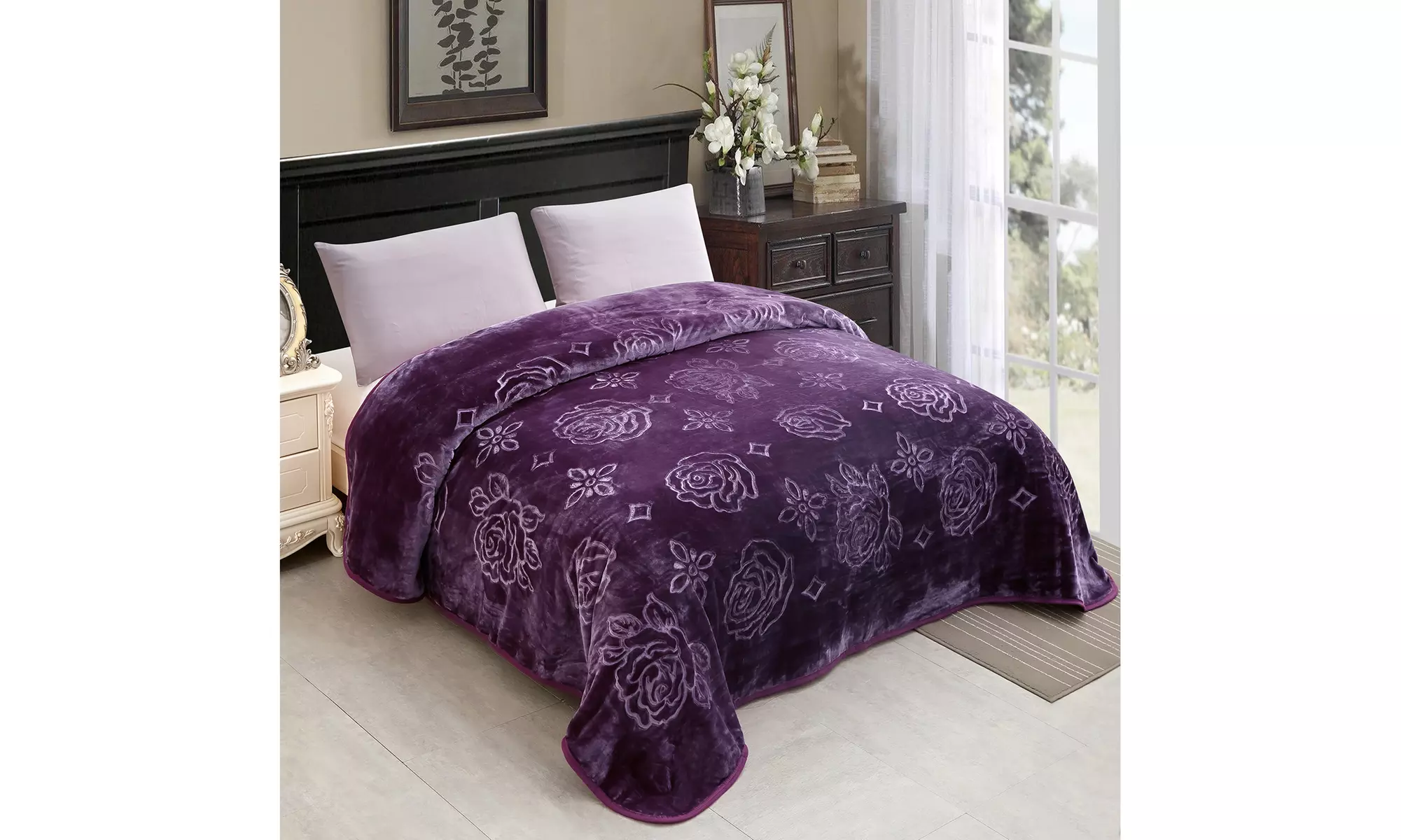 Premium Embossed Ultra Soft Medium Weight Plush Fleece Blanket Queen 79"x91" - Primary Image