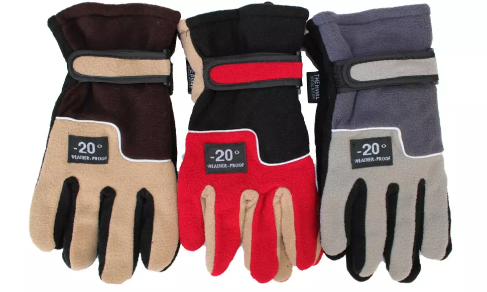 Men's Thermal-Insulated Warm Fleece Gloves (3-Pairs)