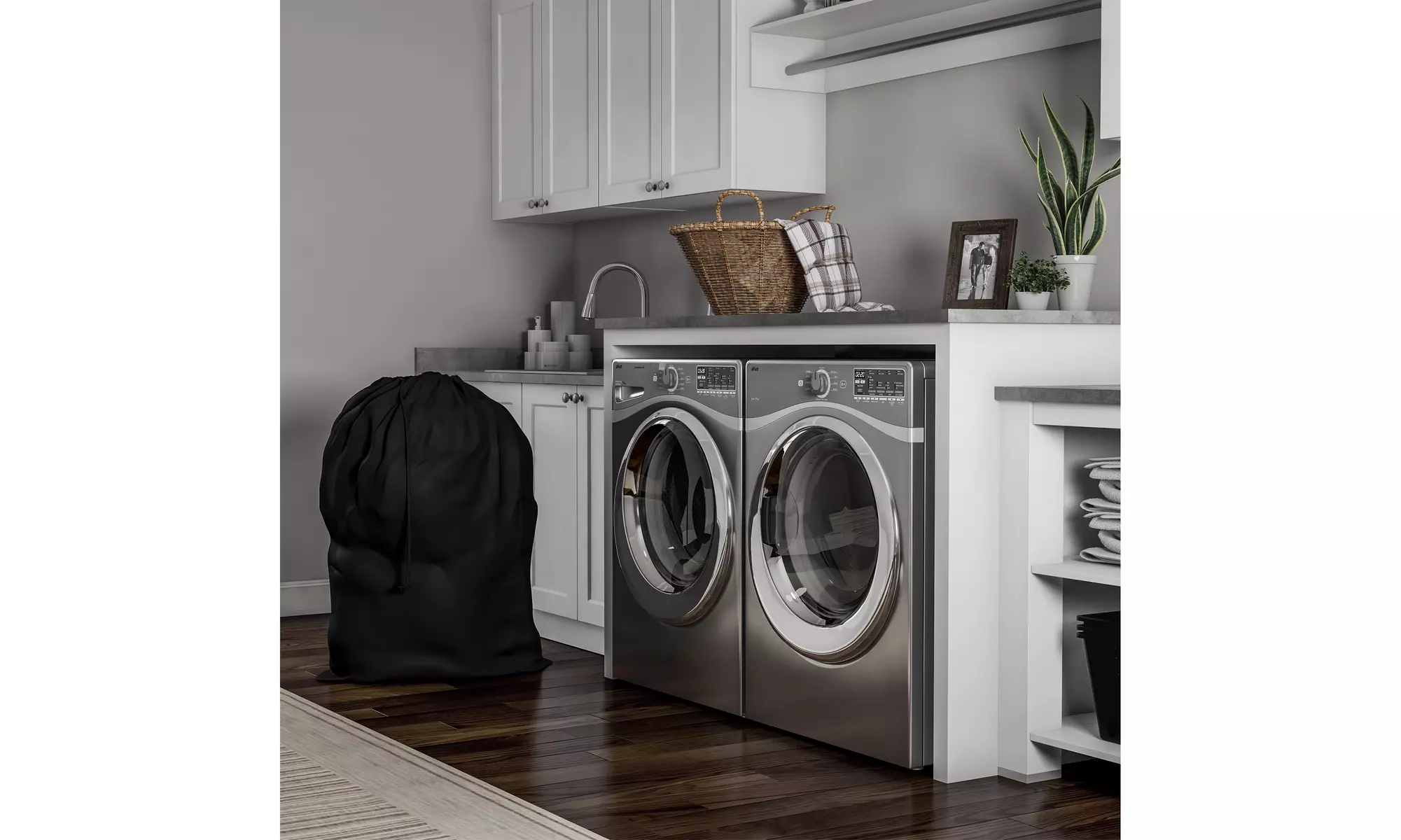 Heavy Duty Jumbo Sized Nylon Laundry Bag Drawstring College Apts - Primary Image
