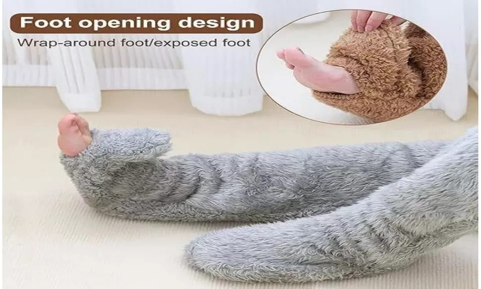Cozy Socks Fuzzy Leg Warmers Over Knee Sleep Socks Plush Long Slipper Stockings