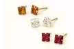14K Gemstone Stud Earrings 6mm 3 Pair Pack - The Best Gift for this Season - Second Medium
