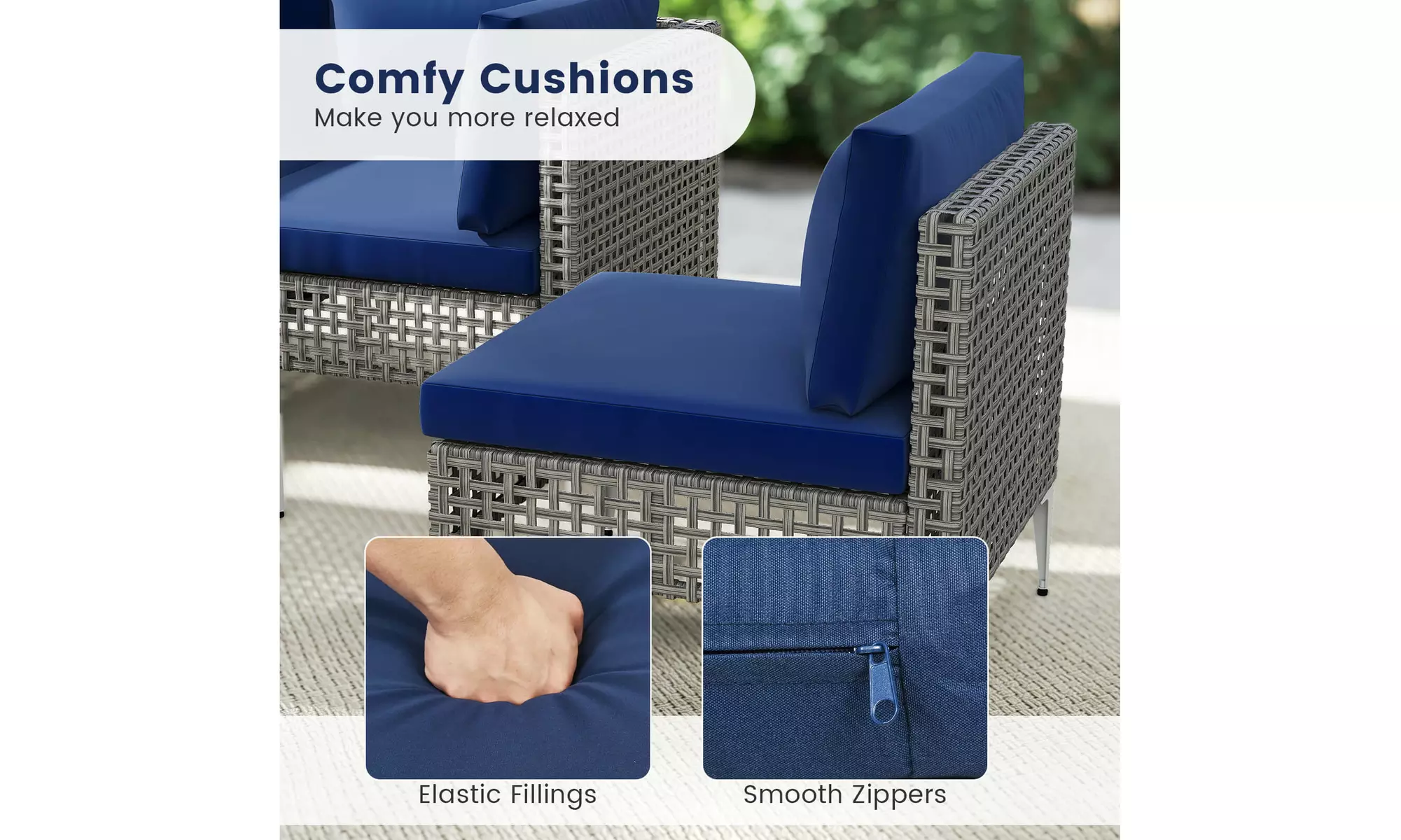 Costway Outdoor Furniture Set with Seat & Back Cushions Coffee Table