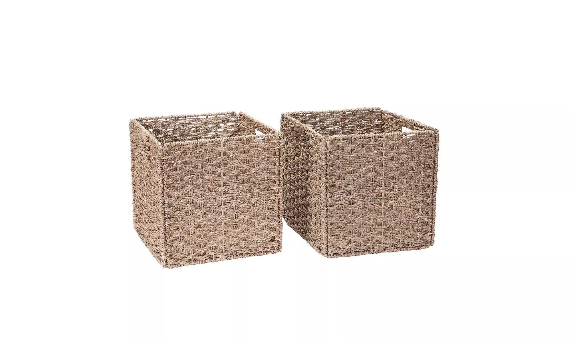 12-Inch Square Hand Weaved Wicker Storage Baskets Water Hyacinth 2 Pack - Primary Image