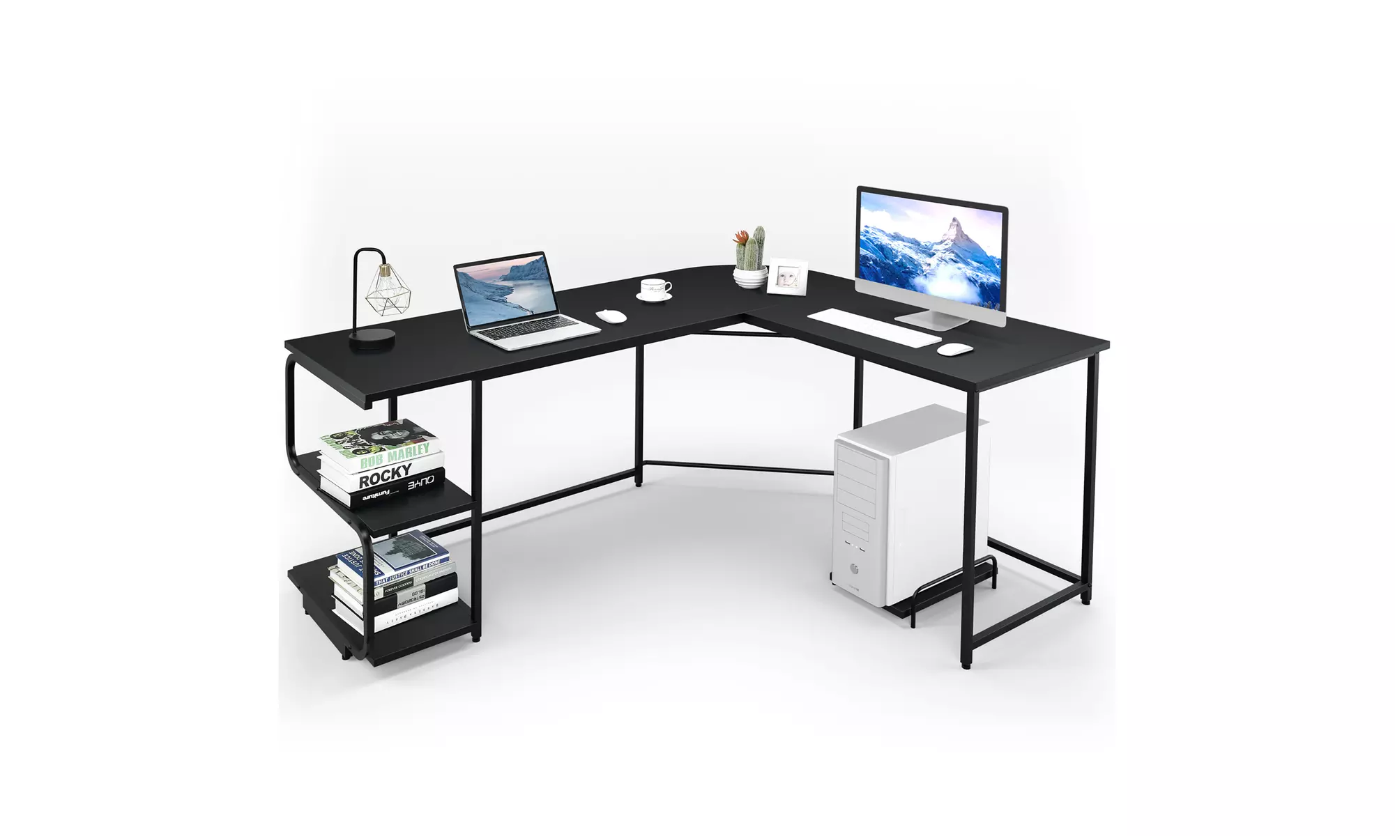 Costway Reversible L-Shaped Computer Desk Corner Study Table Workstation Home - Primary Image