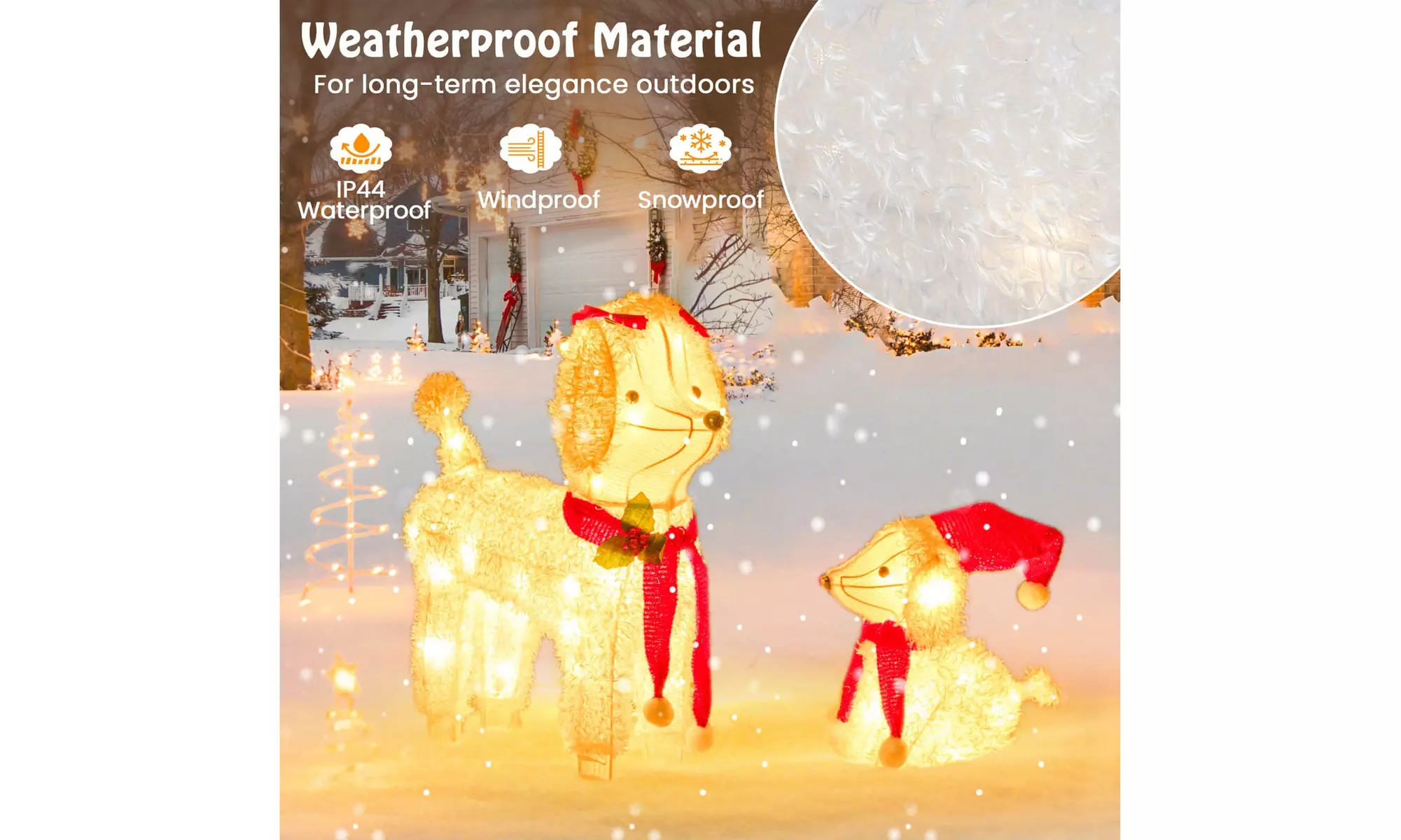 Costway Lighted Christmas Reindeer and Sleigh Set Dachshund Bear Penguin Decor