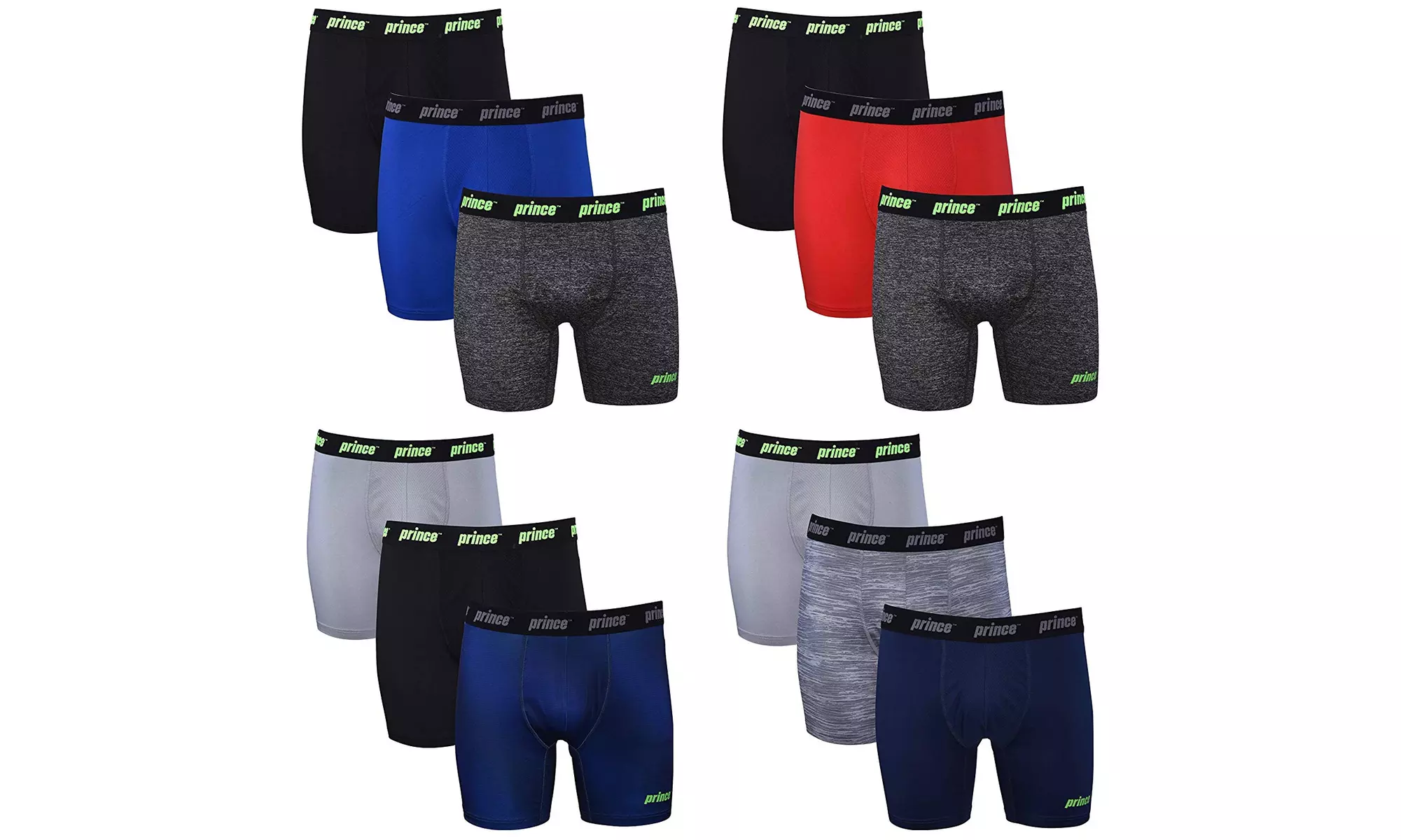 Prince Mens Performance Boxer Briefs - 12 Pack Tagless No Fly Underwear - Primary Image
