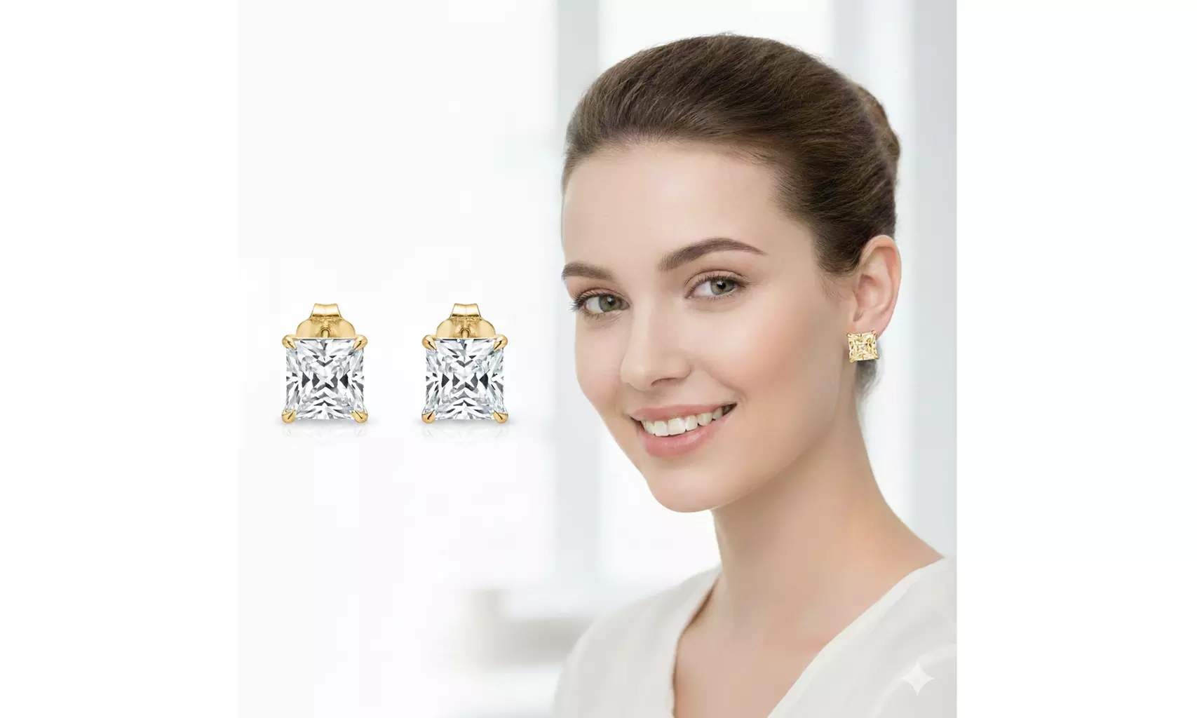 14K Rose White & Yellow Gold Round cut Created Diamond 1/4, 1/2 ct Stud Earrings