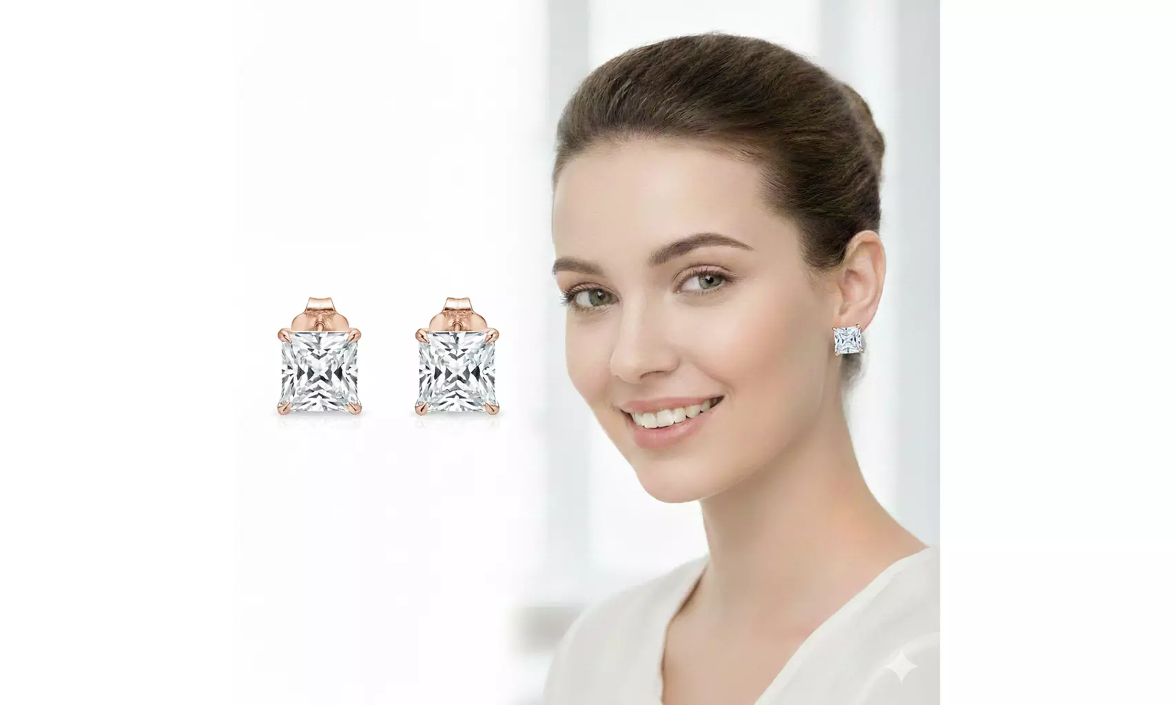 14K Rose White & Yellow Gold Round cut Created Diamond 1/4, 1/2 ct Stud Earrings