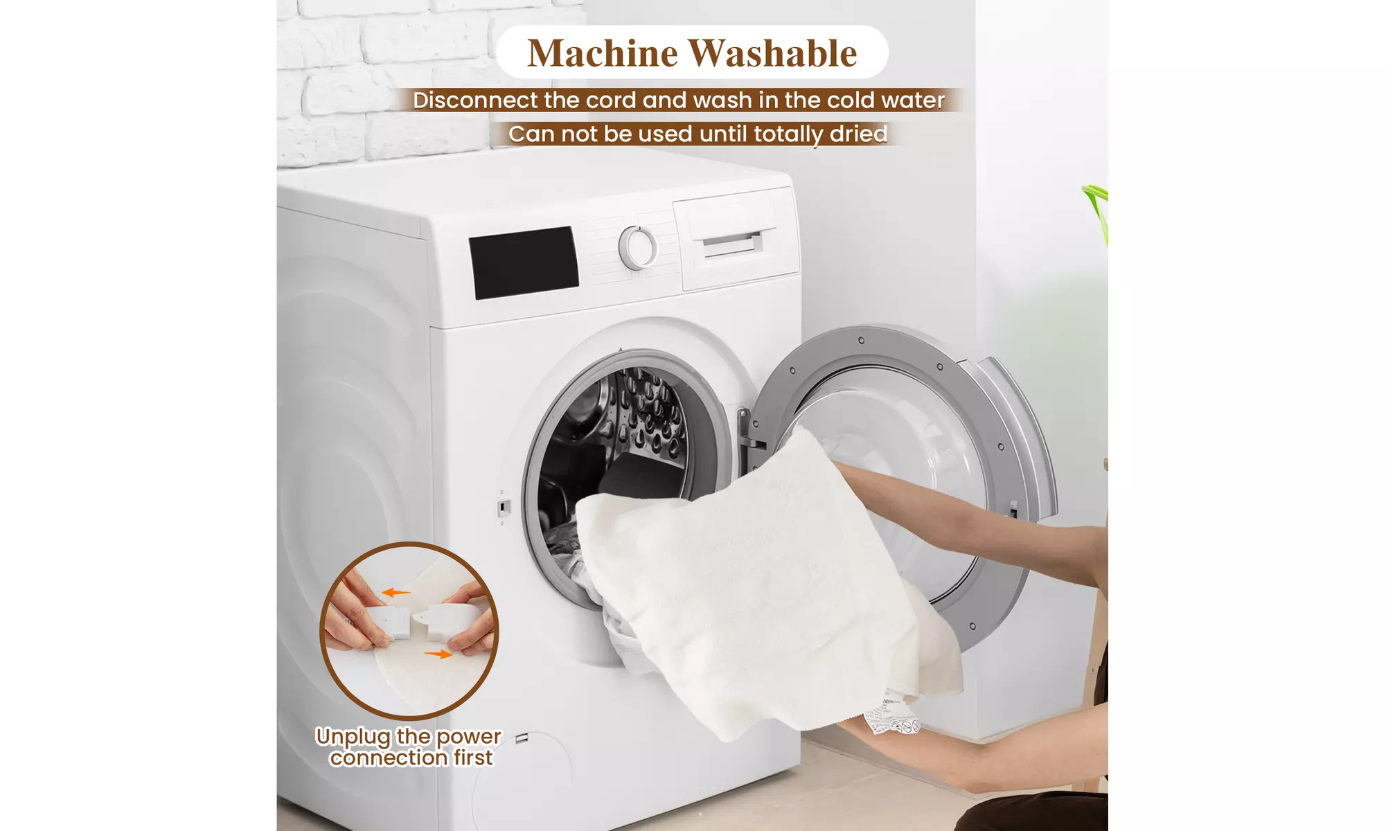 Costway Machine Washable Electric Bed Warmer W/ Overheat Protection