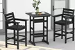 Costway 3-Piece Patio HDPE Bar Set Armchairs with Square High-Top Table Footrest - Second Medium