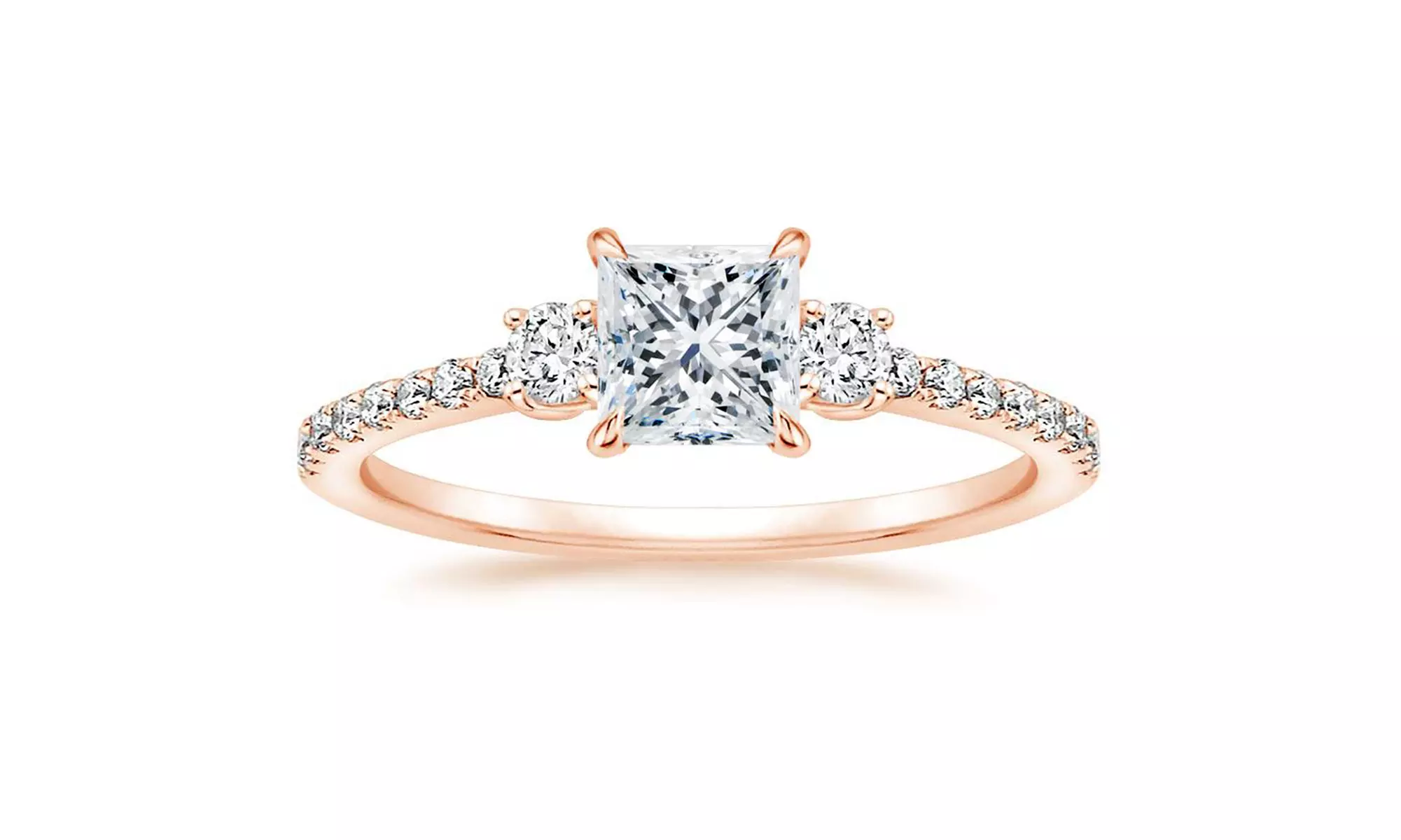 Sterling Silver Round-cut Swarovski, Crystal studded 3 Stone plus Ring for Women