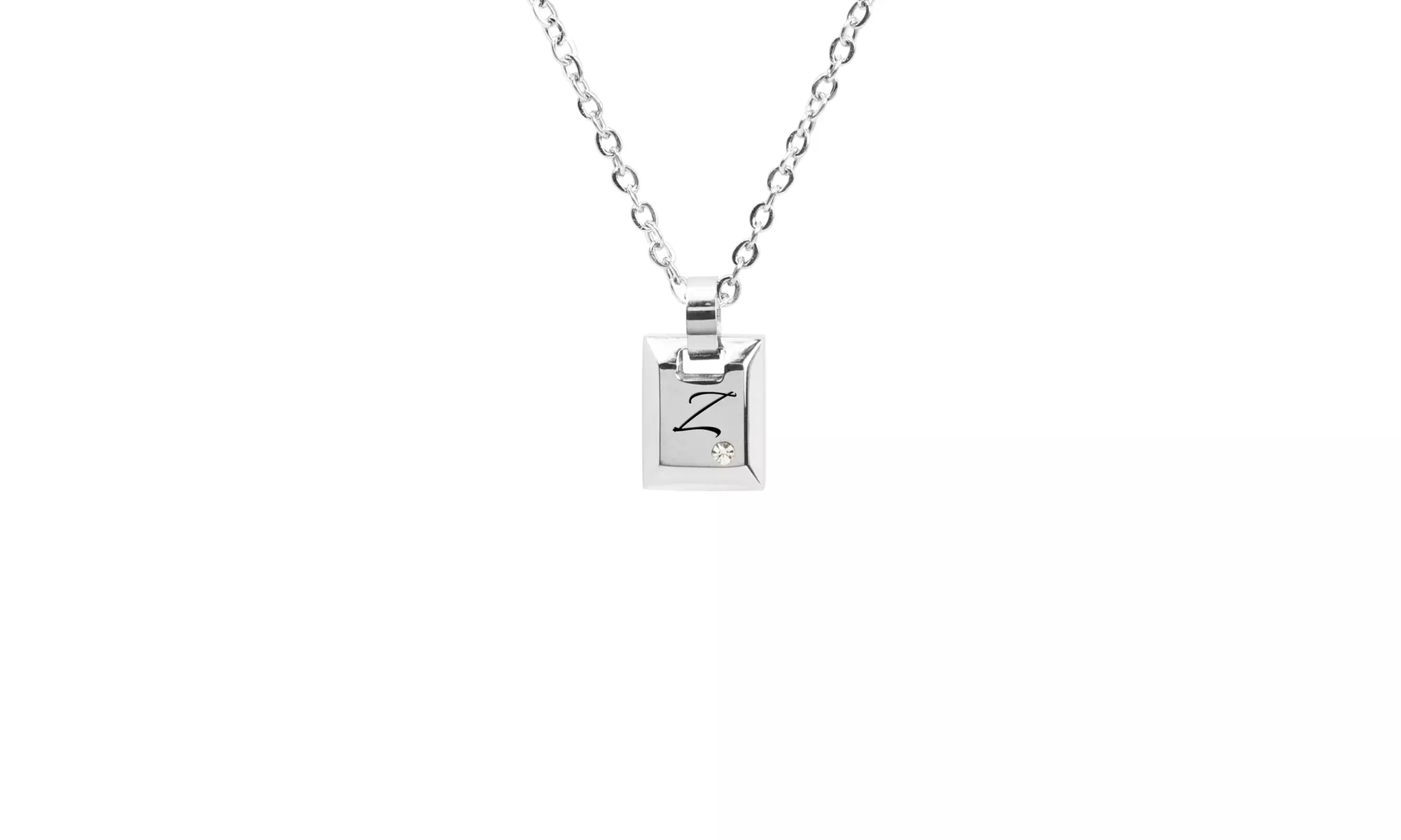 Beveled Initial Cube with Cubic Zirconia by Pink Box - Second Medium