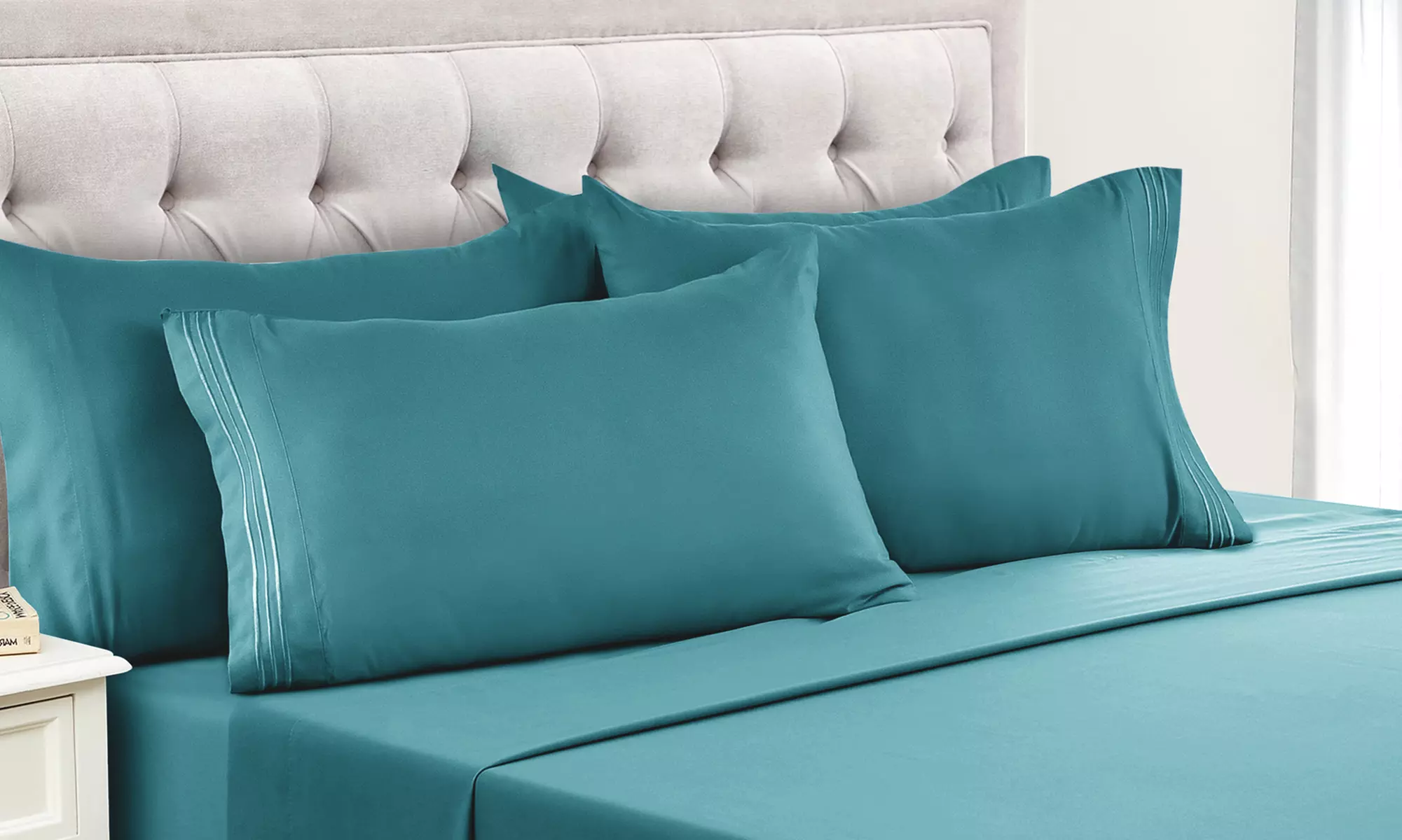 Lux Decor 6pc Premium Soft Microfiber Bed Sheet Set with Pillowcases