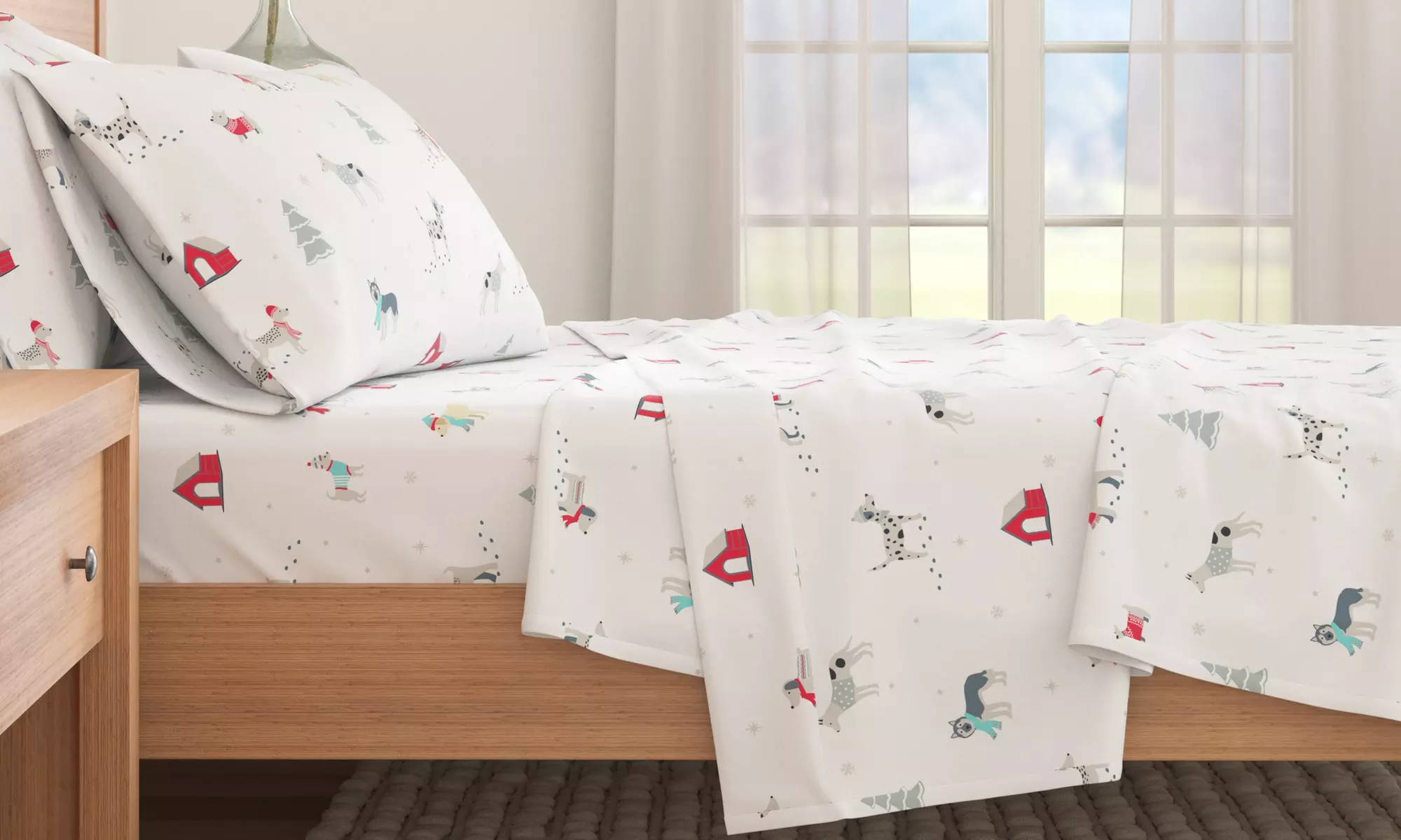 Turkish Cotton Winter-Theme Flannel Sheets Set