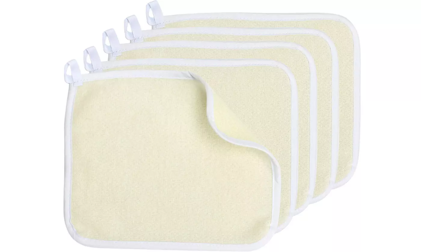 5 Pieces Exfoliating Face and Body Wash Towel Weave Bath Cloth