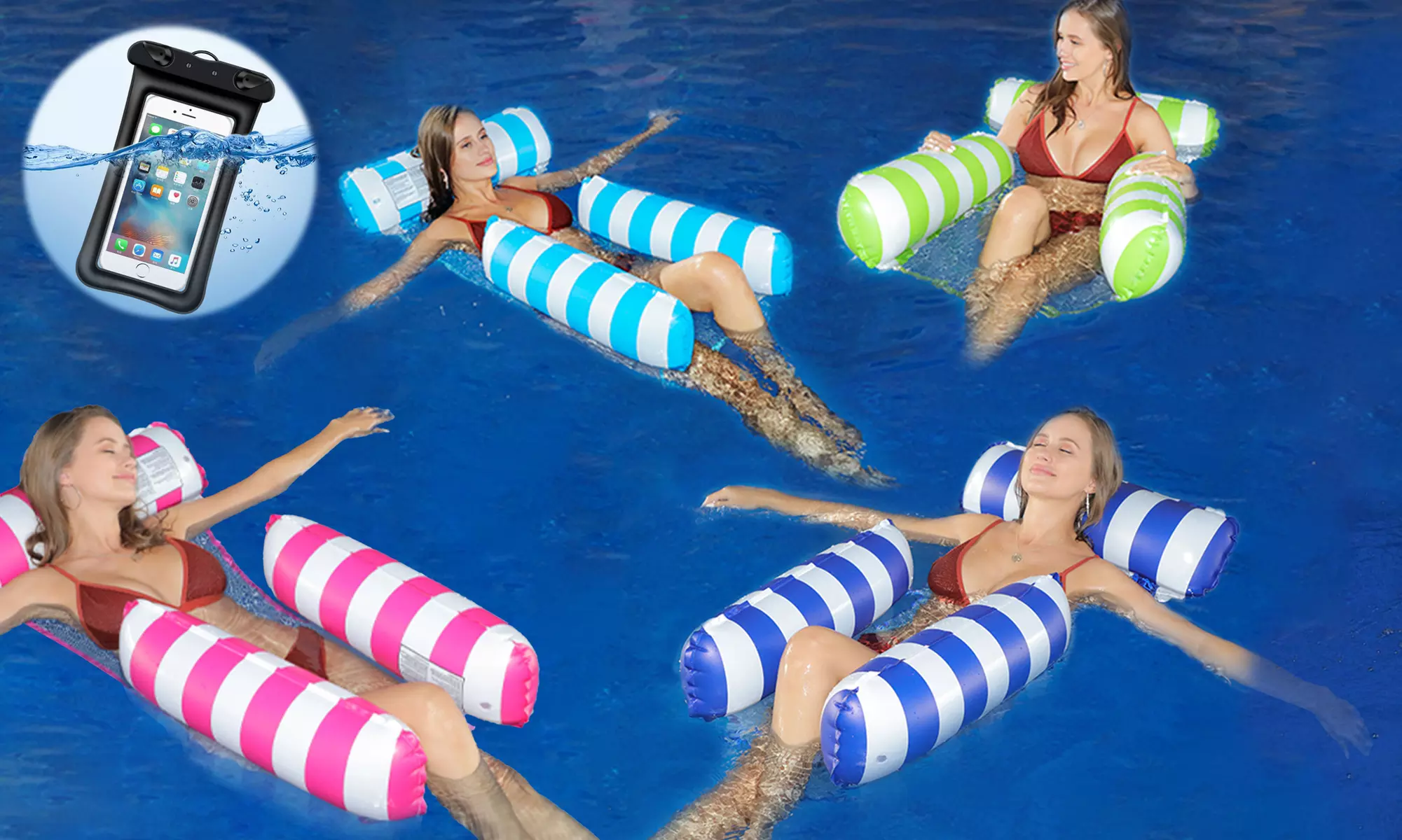 Pool Chair Lounge Inflatable Water Pool Chairs Float and Waterproof Phone Case - Primary Image