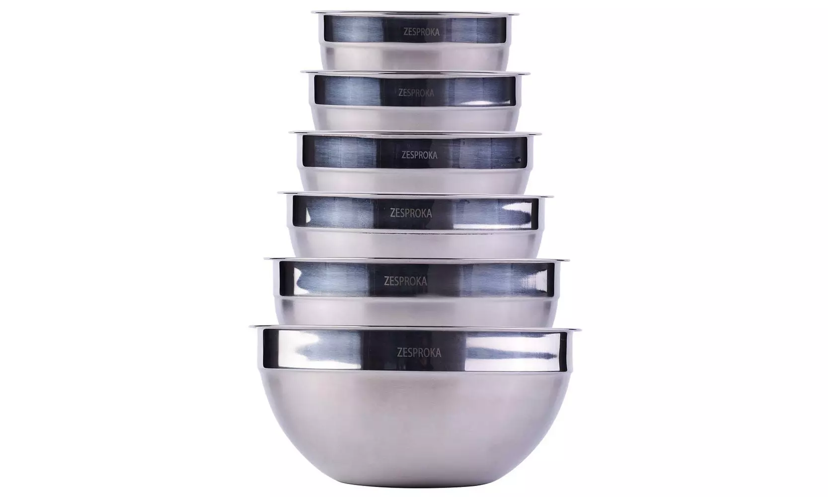 ZESPROKA Stainless Steel Mixing Bowls, Nesting Bowls, Matte and Mirror Finish - Primary Image