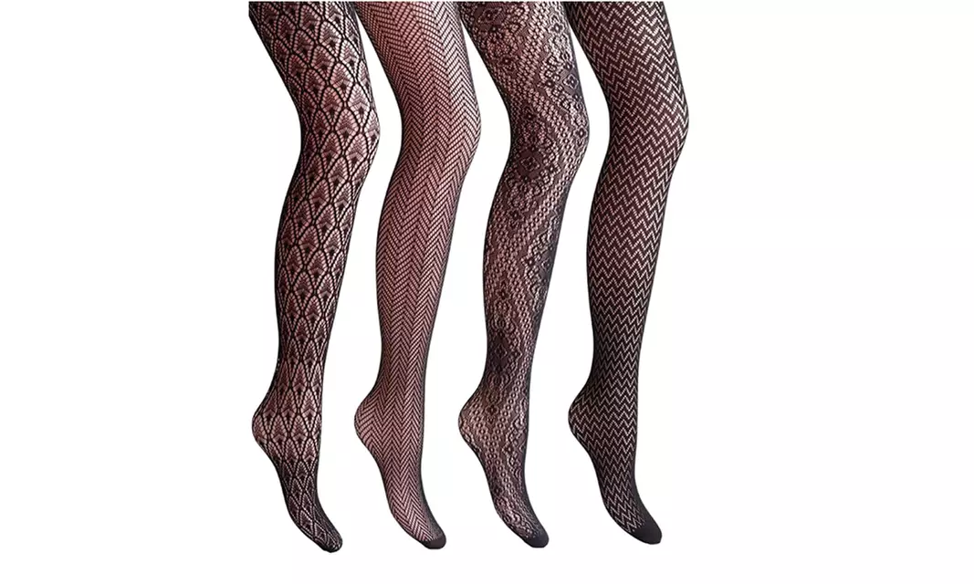 4 Styles Women Fishnet Tights Patterned Fishnets Stockings Small Hole - Primary Image