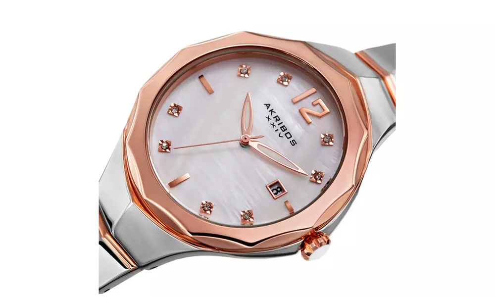 Akribos XXIV Women's Quartz Bracelet Watch With Crystals From Swarovski AKGP932