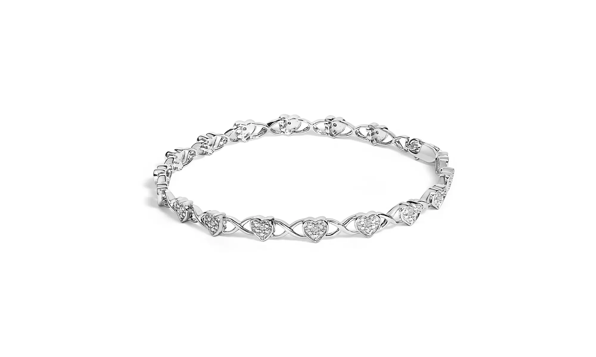 Silver & Genuine Diamond Heart Jewelry Set – Bracelet, Earrings & Pendant Necklace