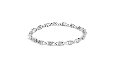 Silver and Diamond Heart Collection - Bracelet Earrings and Pendant I3 I-J Round Good Cut White Diamond
