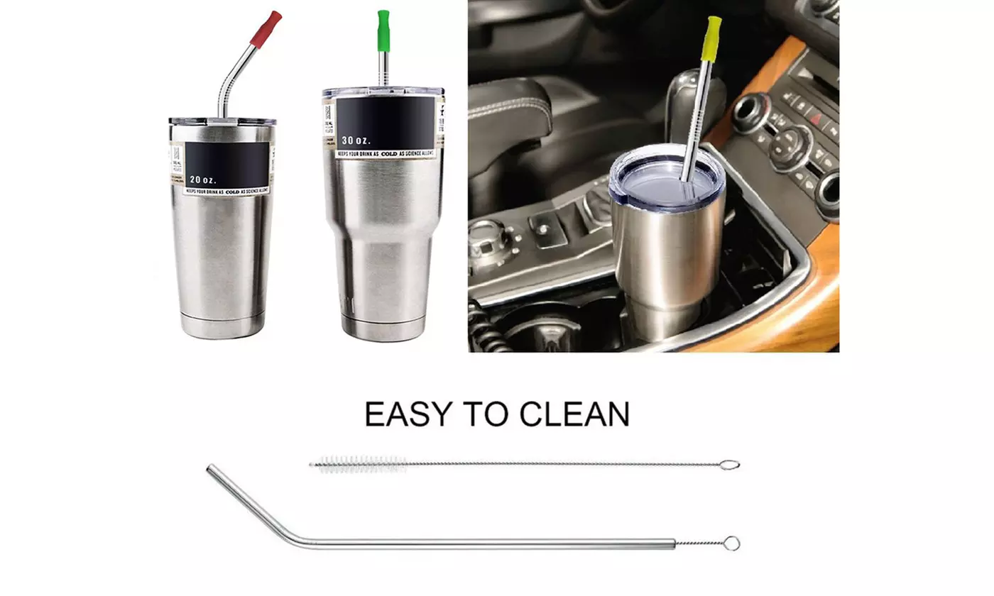 10.5 inch Long Reusable Stainless Steel Drinking Straws Brushes Kit