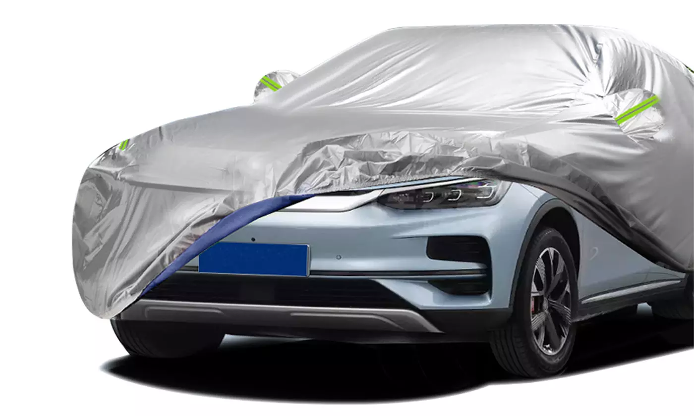 iMounTEK Full Coverage Car Cover w/ Reflective Strips, Straps, & Buckle Strap