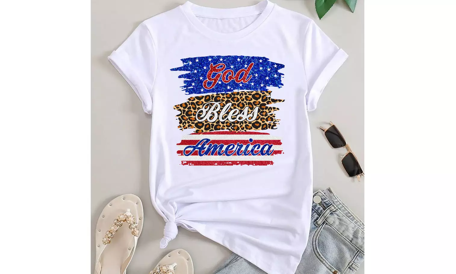Women Miss American Flag Patriotic T-Shirt (S-2XL)