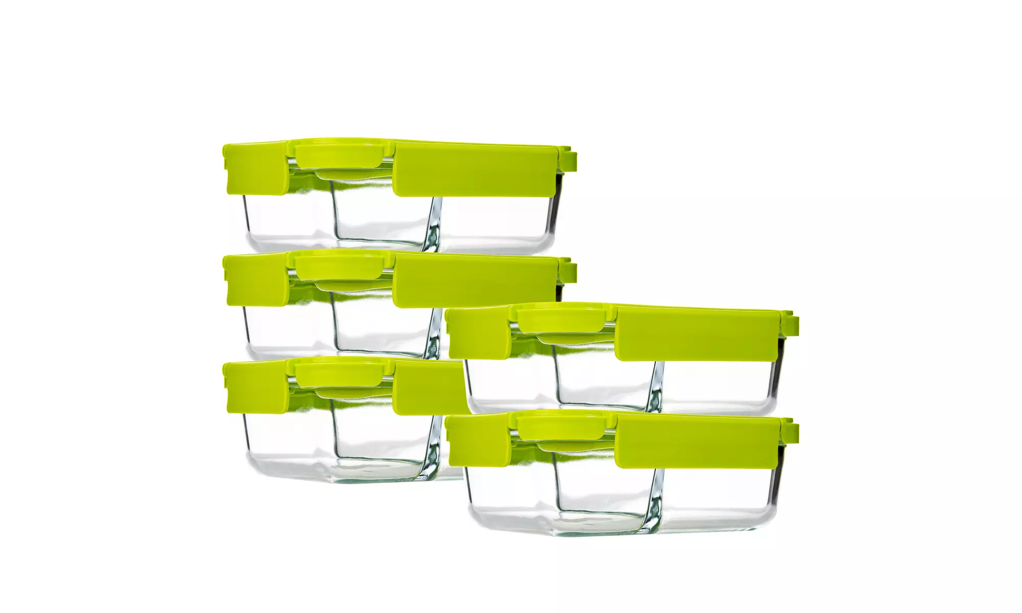 Borosilicate Glass Meal Prep Containers with Snap Locking Lids (1-3or 5 Pack)