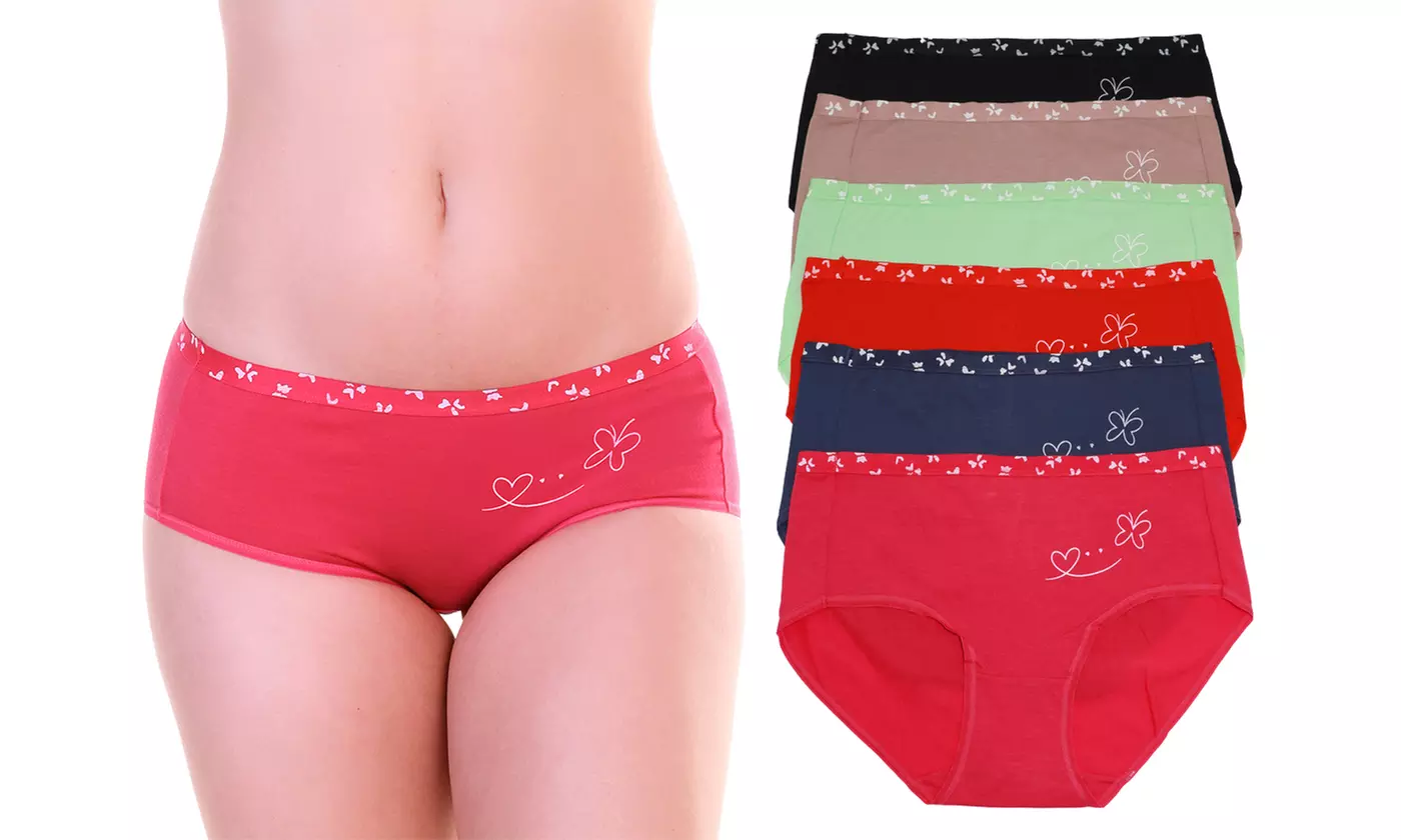 Angelina Six-Pack Cotton Hiphugger Panties for Women