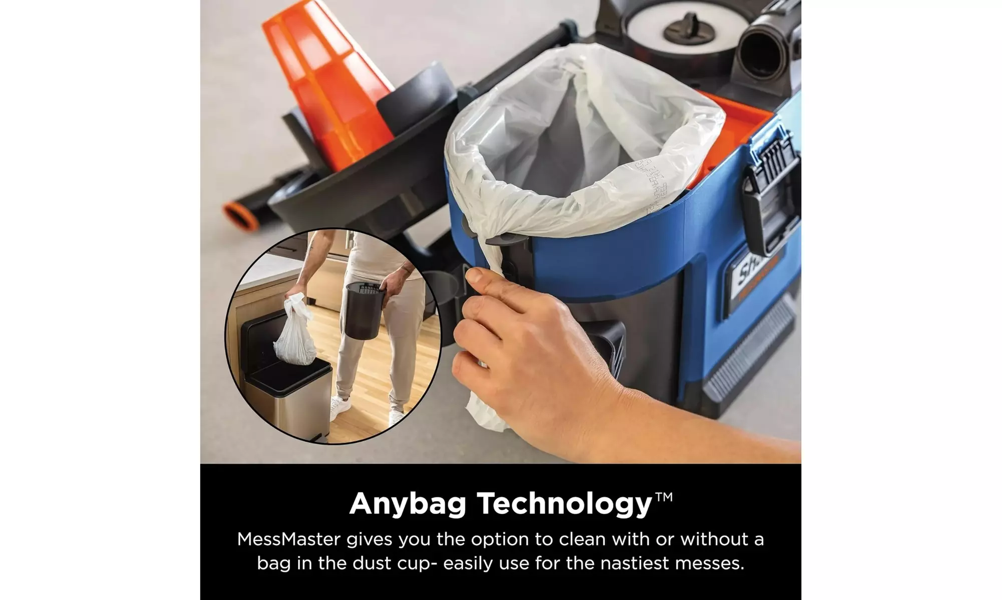 SHARK VS100 MessMaster Wet/Dry Vacuum, 1 Gal, Corded, Blue (Refurbished)
