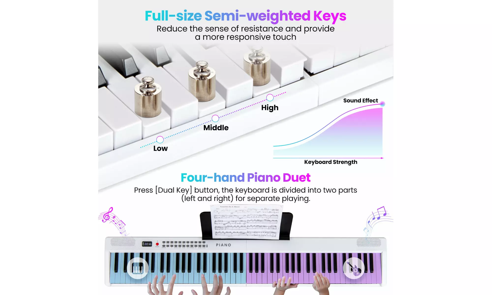 Costway 88 Key Folding Piano Keyboard with Wireless MIDI Dual Speakers