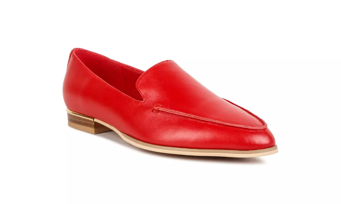 Richelli Metallic Sling Detail Loafers In White & Red