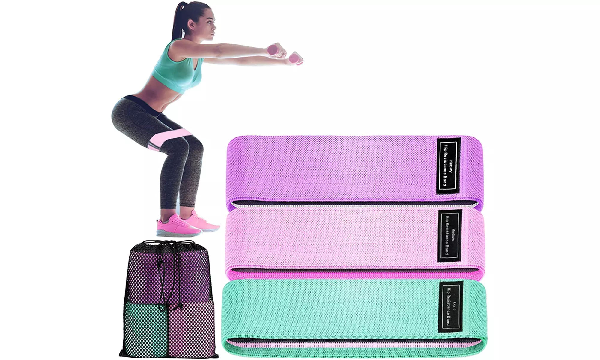 Exercise Resistance Bands for  Strength Training, Yoga And Pilates-3 Pc Set - Primary Image