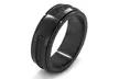 Men's Black Plated Stainless Steel Cable Inlay Band Ring - Second Medium