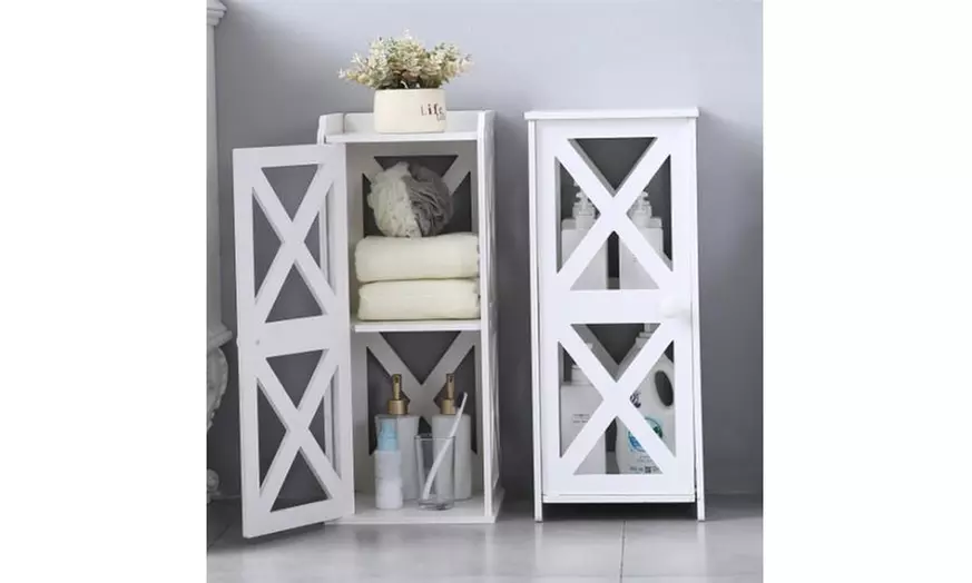 PVC Bathroom Free Stand Cabinet Srorage Shelf with Two Door - Second Medium