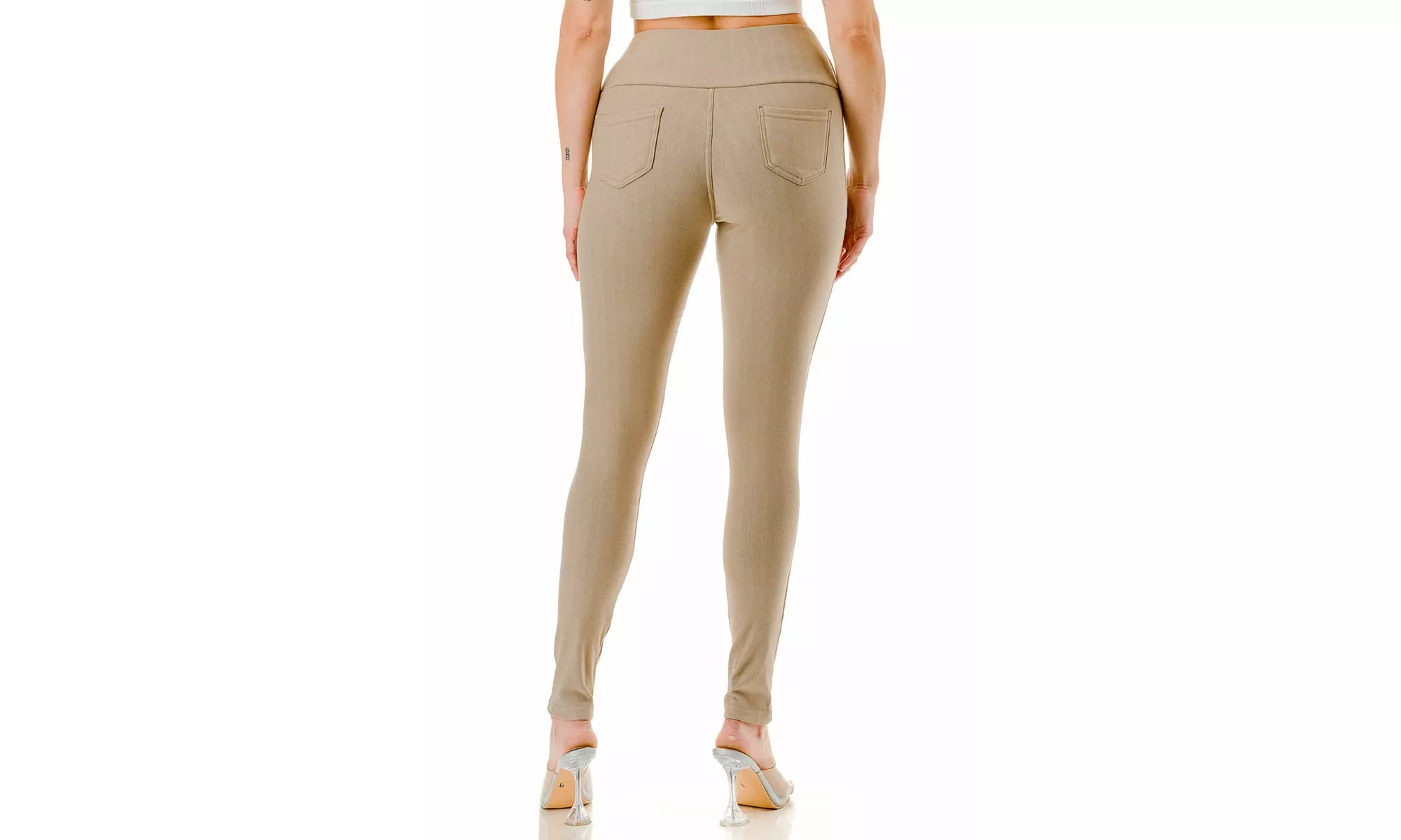 Women's High-Waist Fleece-Lined Skinny Pants Stretch Knit Denim Jeggings S-3XL