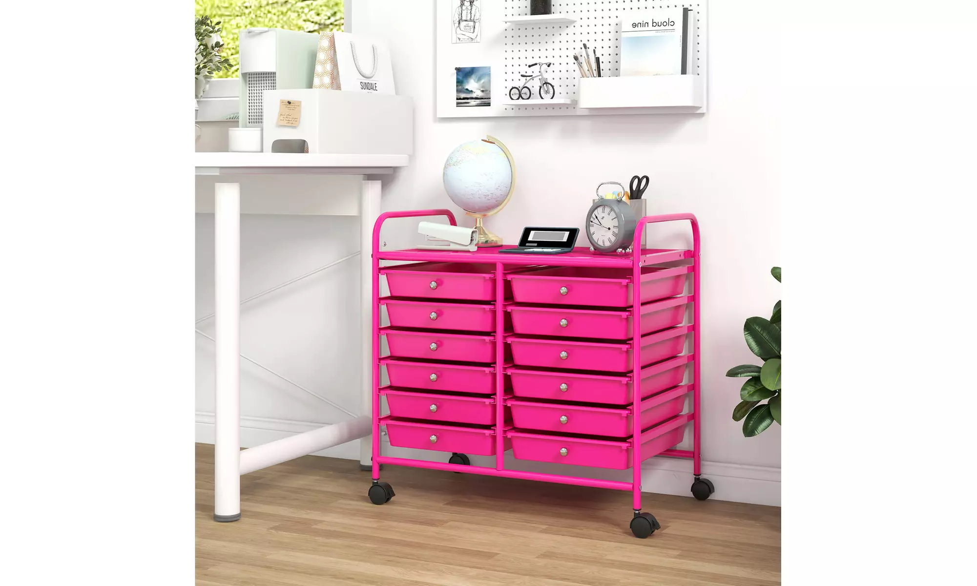 Costway 12 Drawers Rolling Cart Storage Scrapbook Paper Studio Organizer Bins