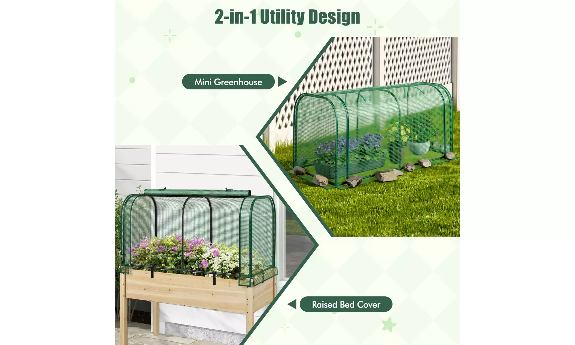 Costway Portable 47 Inch Mini Greenhouse Outdoor Indoor Tunnel Greenhouse