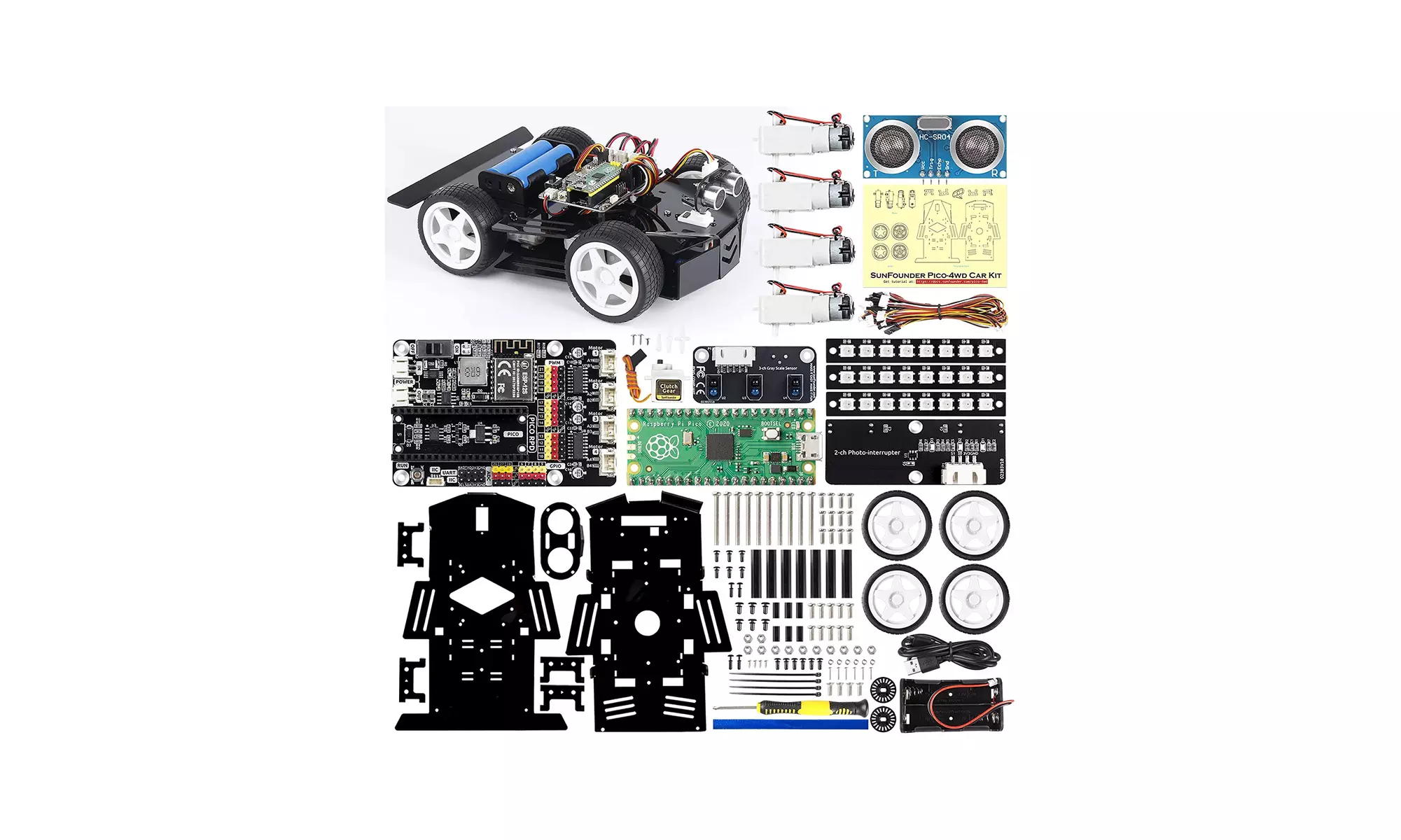 SunFounder Raspberry Pi Pico Smart Car Kit for Beginner - Primary Image
