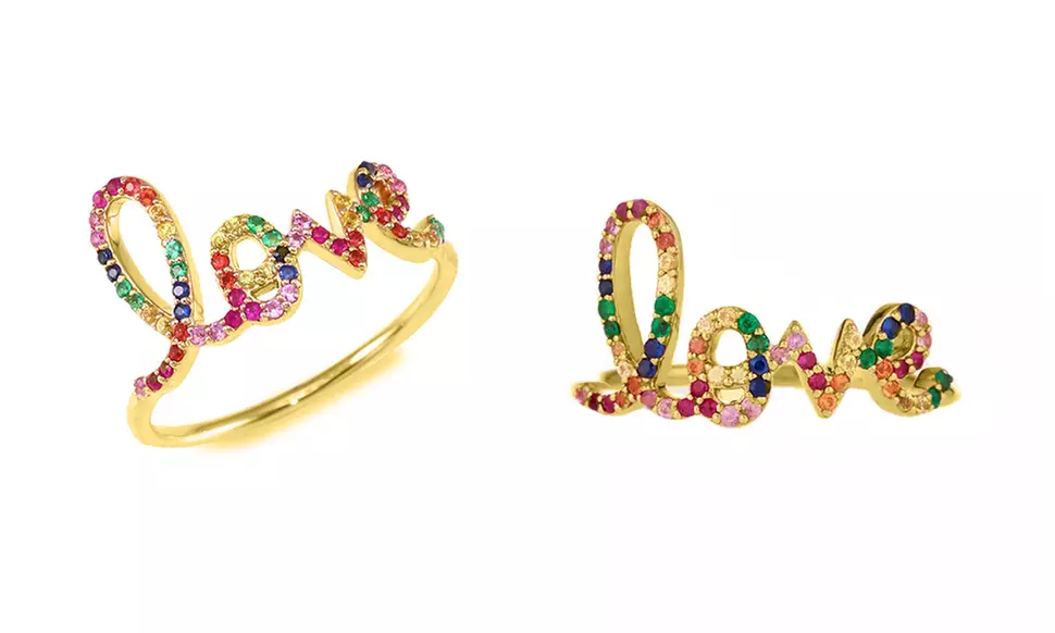 Multi Color Rainbow Crystal Rings Made With Crystals From Swarovski - Primary Image