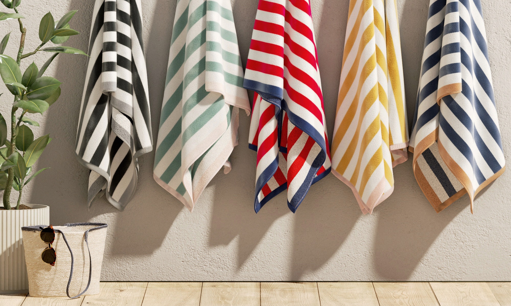 100% Cotton Stripe Border Oversized Beach Towel