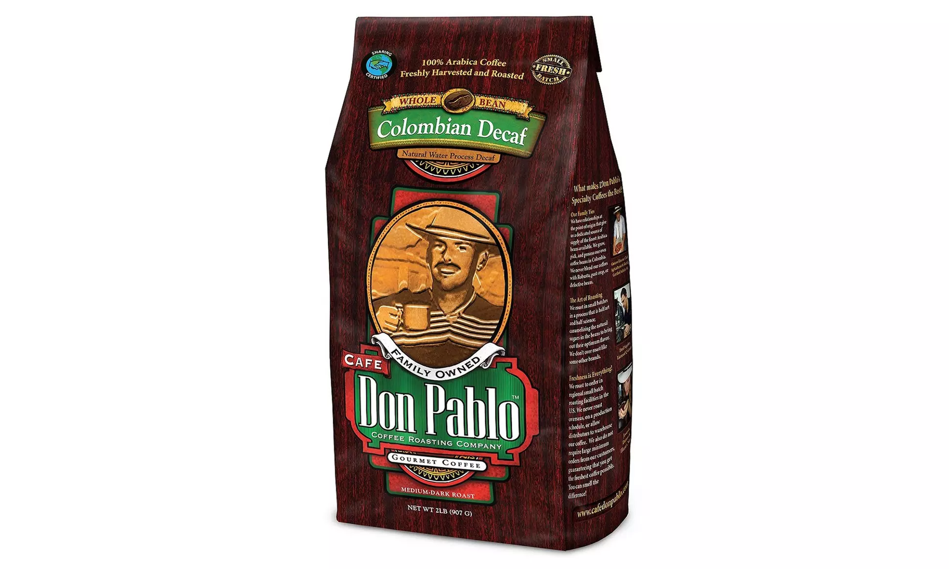 2LB Cafe Don Pablo Decaf Swiss Water Process Colombian Gourmet Coffee - Second Medium